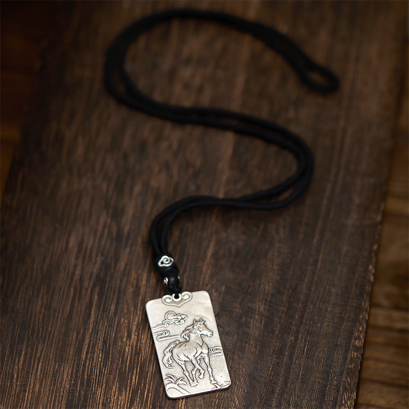 Wear FengShui Year of the Horse Chinese Zodiac Natal Buddha Copper Plated Silver Balance Necklace Pendant
