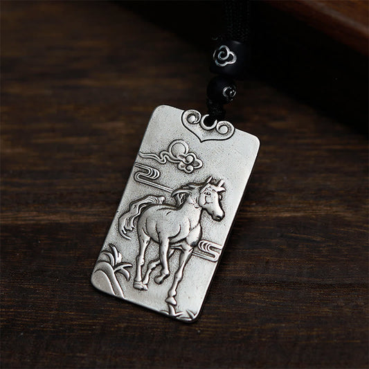 Wear FengShui Year of the Horse Chinese Zodiac Natal Buddha Copper Plated Silver Balance Necklace Pendant