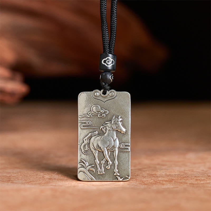 Wear FengShui Year of the Horse Chinese Zodiac Natal Buddha Copper Plated Silver Balance Necklace Pendant