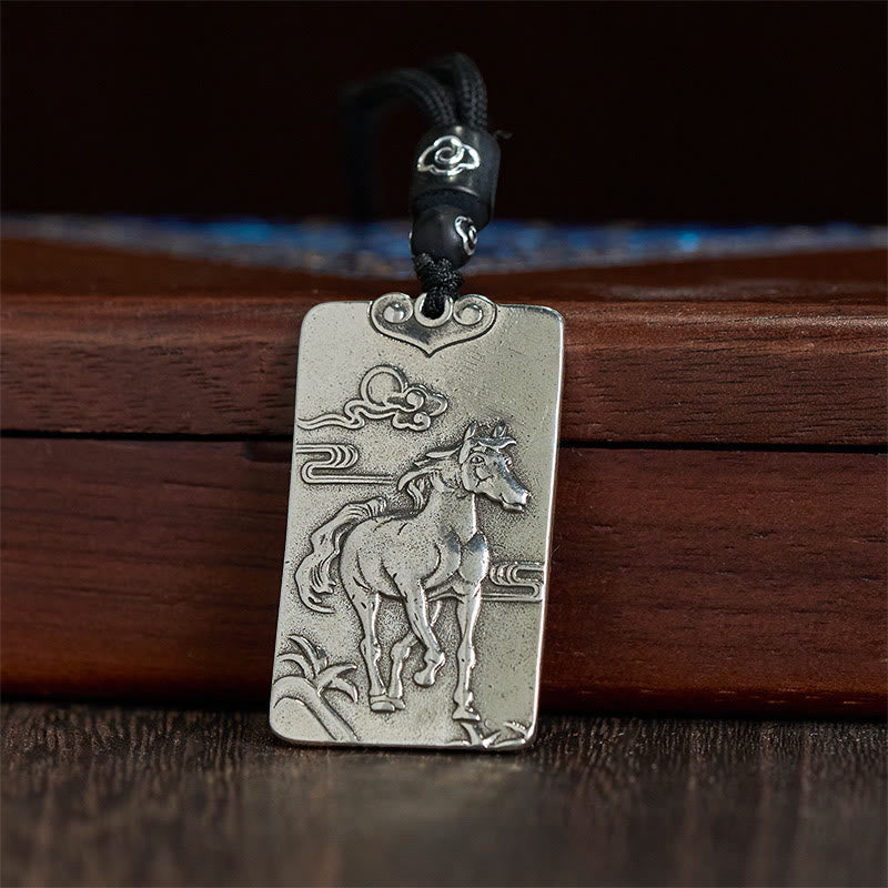 Wear FengShui Year of the Horse Chinese Zodiac Natal Buddha Copper Plated Silver Balance Necklace Pendant