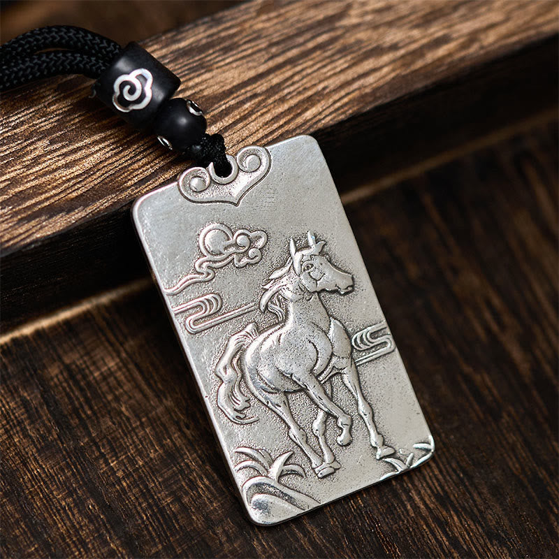 Wear FengShui Year of the Horse Chinese Zodiac Natal Buddha Copper Plated Silver Balance Necklace Pendant