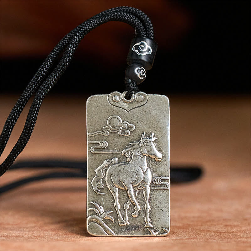 Wear FengShui Year of the Horse Chinese Zodiac Natal Buddha Copper Plated Silver Balance Necklace Pendant