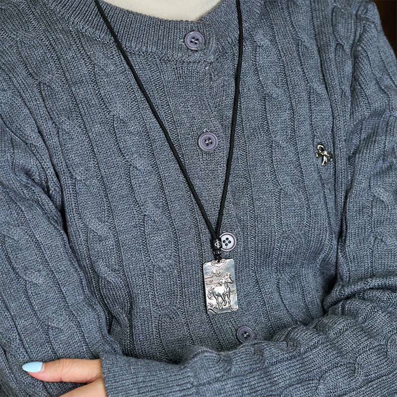 Wear FengShui Year of the Horse Chinese Zodiac Natal Buddha Copper Plated Silver Balance Necklace Pendant