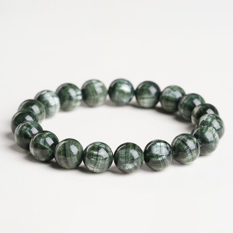 Wear FengShui Natural Seraphinite Round Emotional Balance Beaded Bracelet