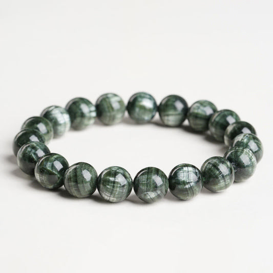 Wear FengShui Natural Seraphinite Round Emotional Balance Beaded Bracelet
