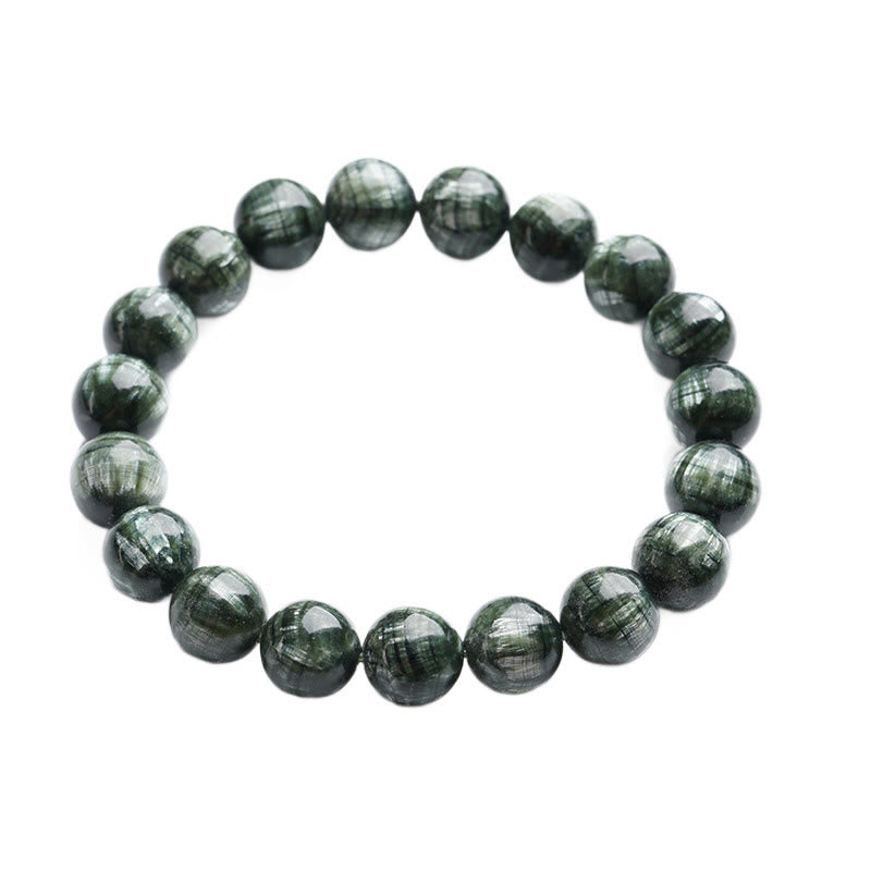 Wear FengShui Natural Seraphinite Round Emotional Balance Beaded Bracelet