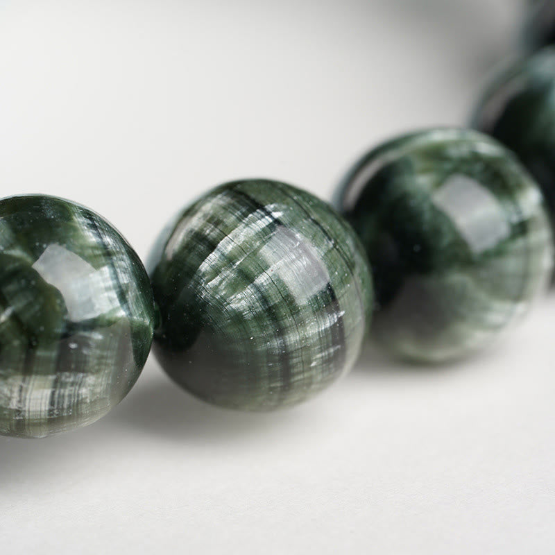 Wear FengShui Natural Seraphinite Round Emotional Balance Beaded Bracelet