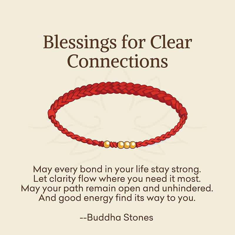 Wear FengShui "Blessings for Clear Connections" 925 Sterling Silver Plated Gold Beads Red String Bracelet Includes Gift Message Card