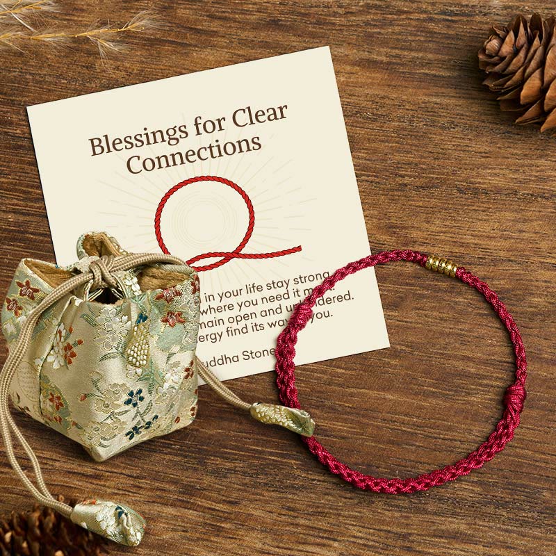 Wear FengShui "Blessings for Clear Connections" 925 Sterling Silver Lucky Golden Bead String Bracelet Anklet Includes Gift Message Card