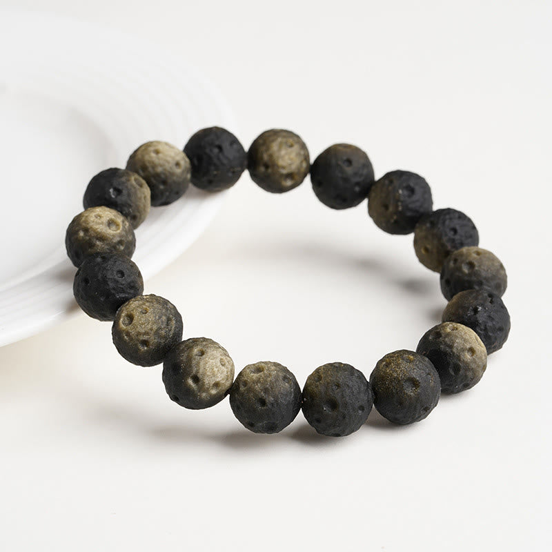 Wear FengShui Natural Silver Sheen Obsidian Gold Sheen Obsidian Round Beads Protection Bracelet