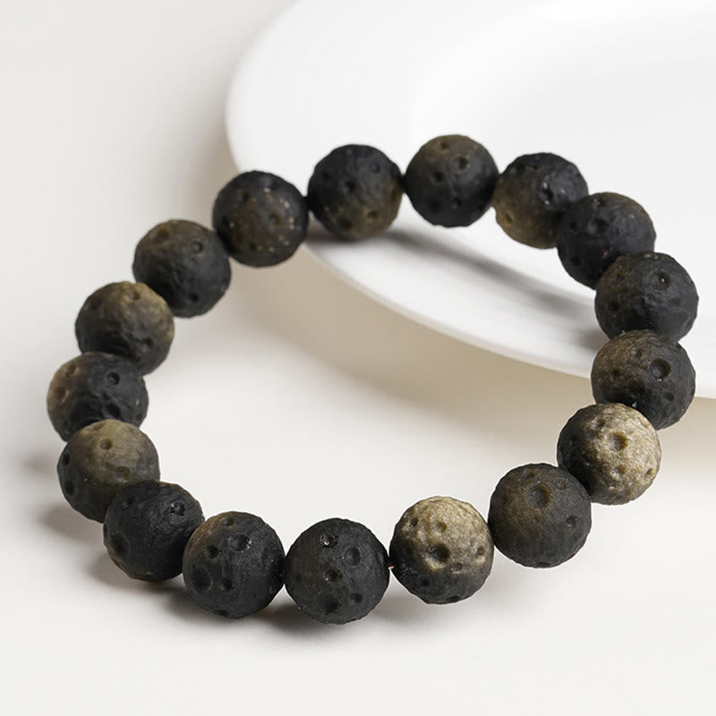 Wear FengShui Natural Silver Sheen Obsidian Gold Sheen Obsidian Round Beads Protection Bracelet