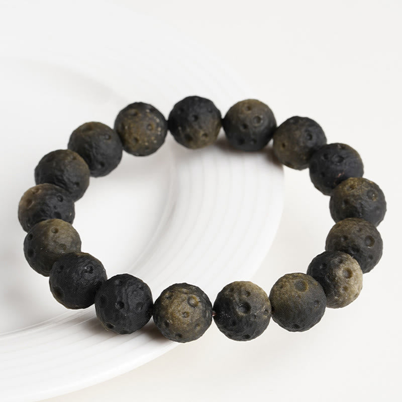 Wear FengShui Natural Silver Sheen Obsidian Gold Sheen Obsidian Round Beads Protection Bracelet