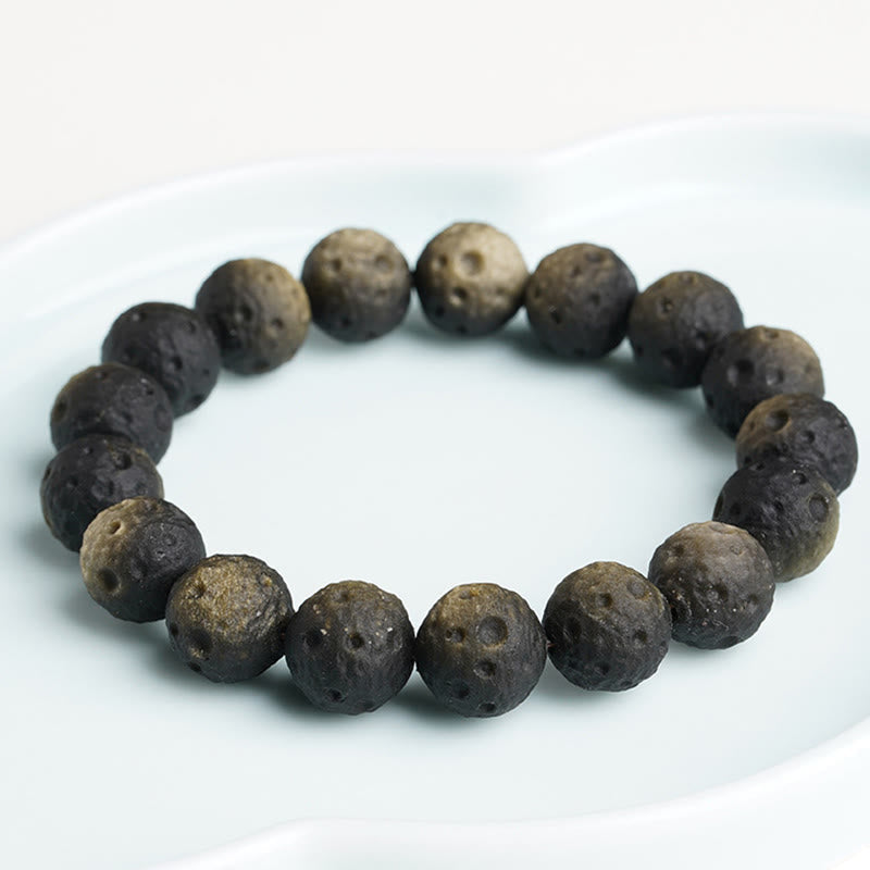 Wear FengShui Natural Silver Sheen Obsidian Gold Sheen Obsidian Round Beads Protection Bracelet