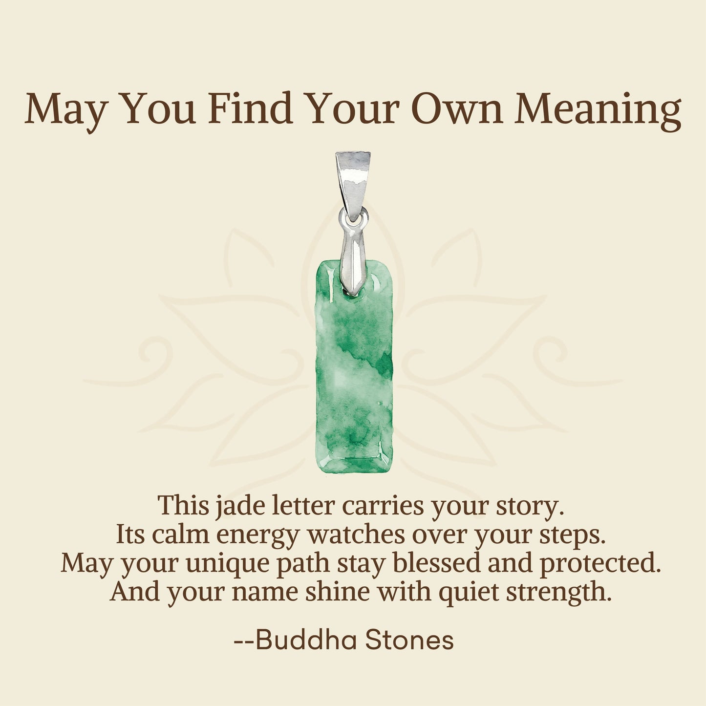 Wear FengShui "May You Find Your Own Meaning" Natural A-Z Letter Jade 925 Sterling Silver Chain Necklace Includes Gift Message Card