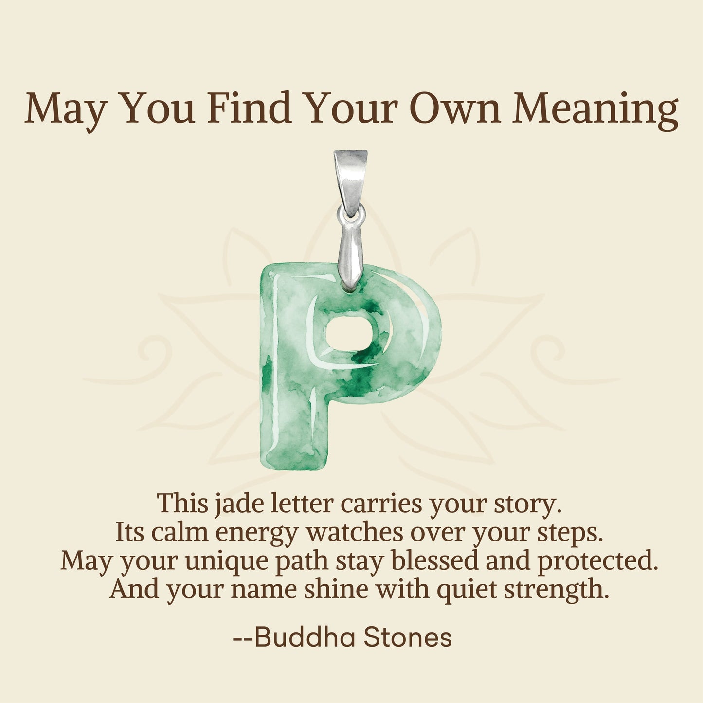 Wear FengShui "May You Find Your Own Meaning" Natural A-Z Letter Jade 925 Sterling Silver Chain Necklace Includes Gift Message Card
