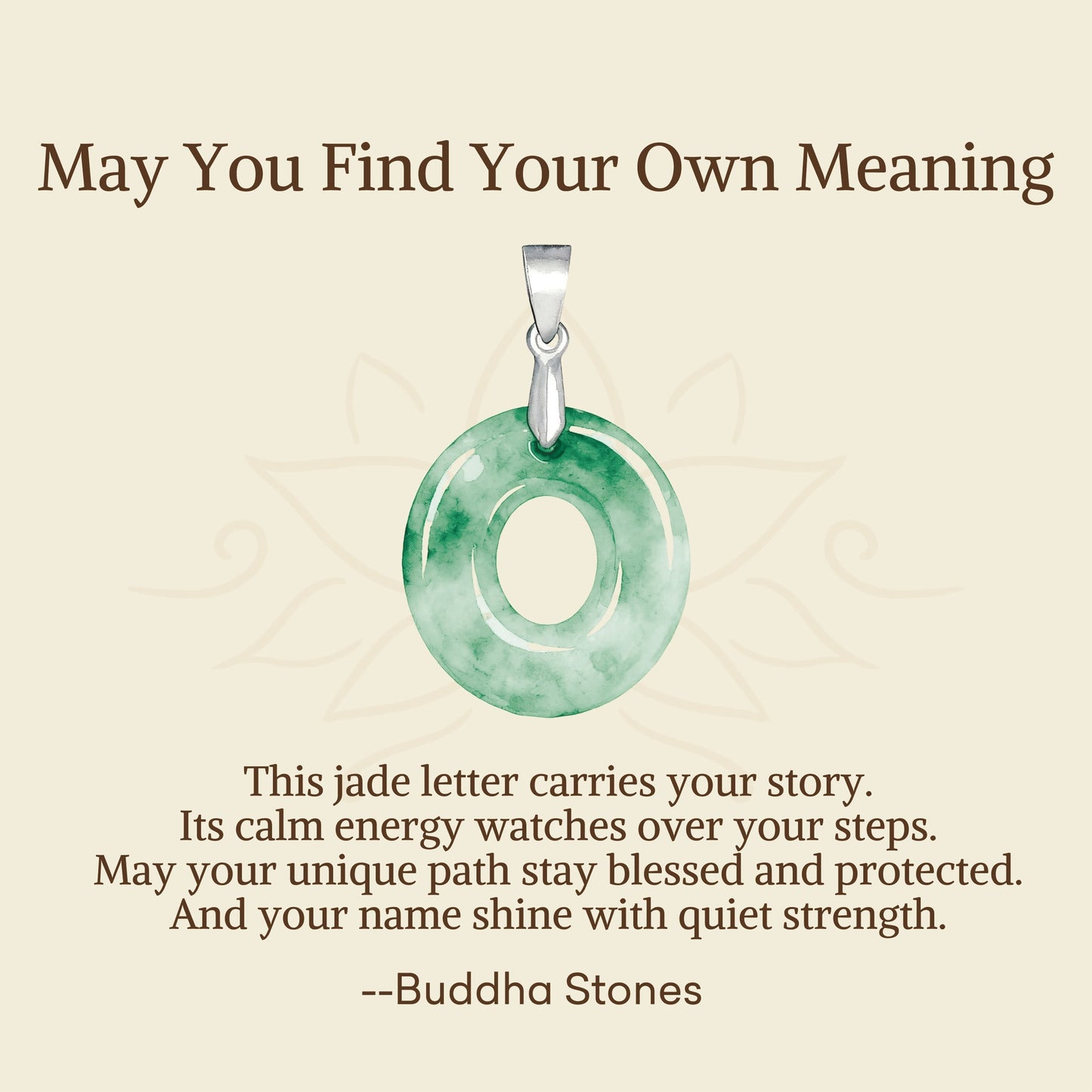 Wear FengShui "May You Find Your Own Meaning" Natural A-Z Letter Jade 925 Sterling Silver Chain Necklace Includes Gift Message Card
