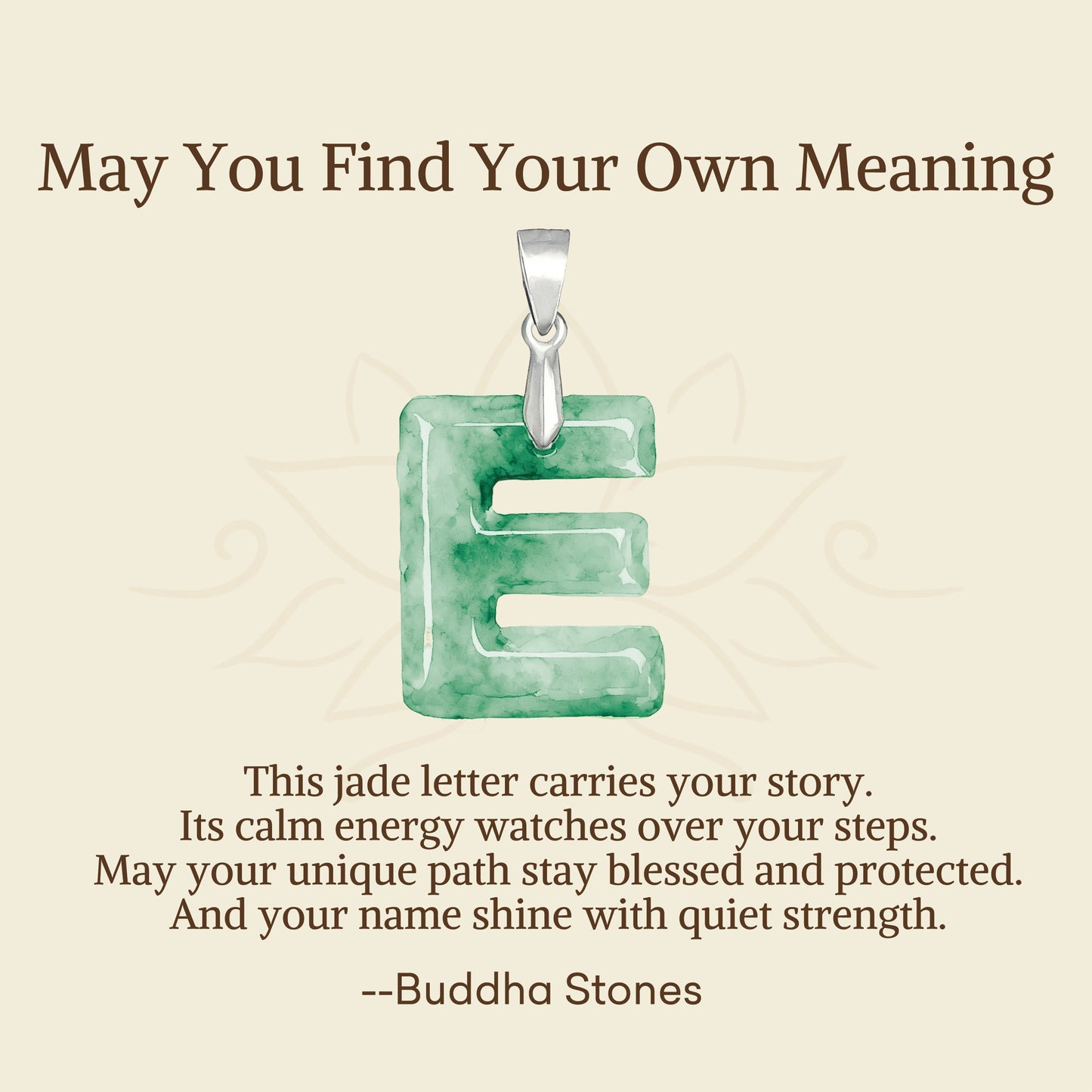 Wear FengShui "May You Find Your Own Meaning" Natural A-Z Letter Jade 925 Sterling Silver Chain Necklace Includes Gift Message Card