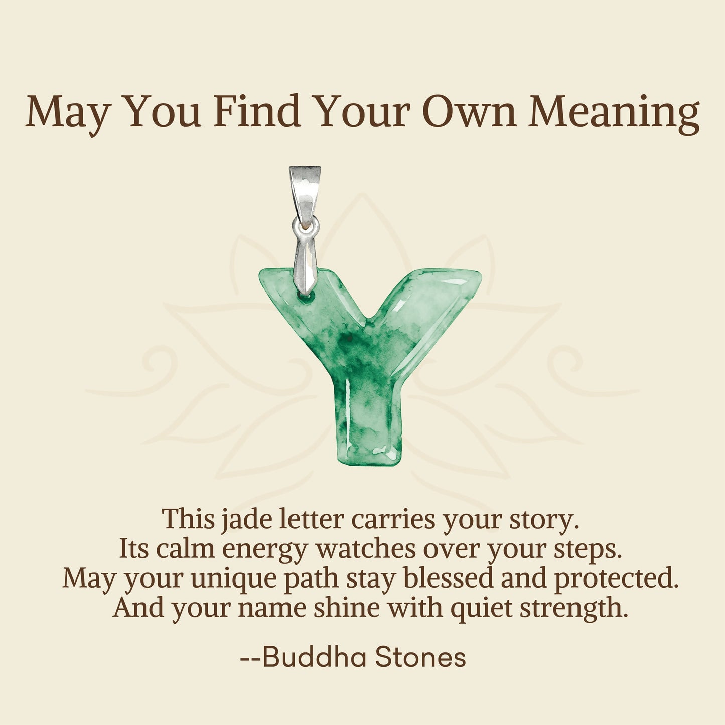 Wear FengShui "May You Find Your Own Meaning" Natural A-Z Letter Jade 925 Sterling Silver Chain Necklace Includes Gift Message Card