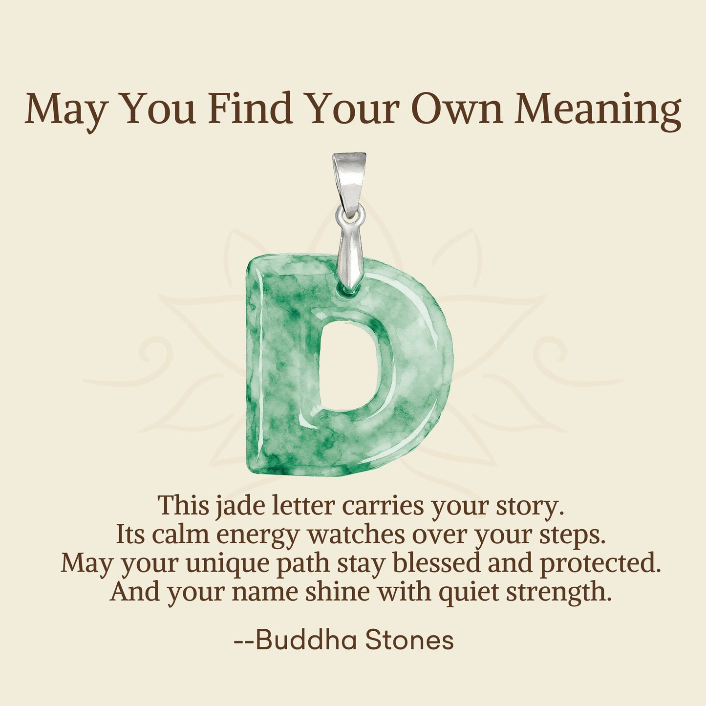 Wear FengShui "May You Find Your Own Meaning" Natural A-Z Letter Jade 925 Sterling Silver Chain Necklace Includes Gift Message Card
