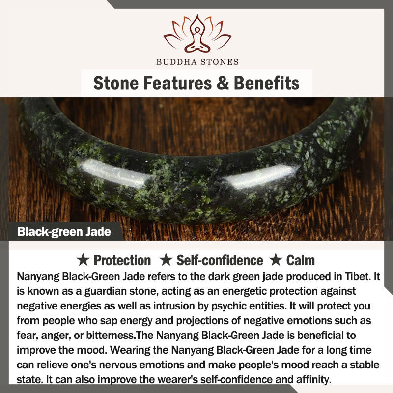 Wear FengShui Nanyang Black-Green Jade Protection Cuff Bangle Bracelet