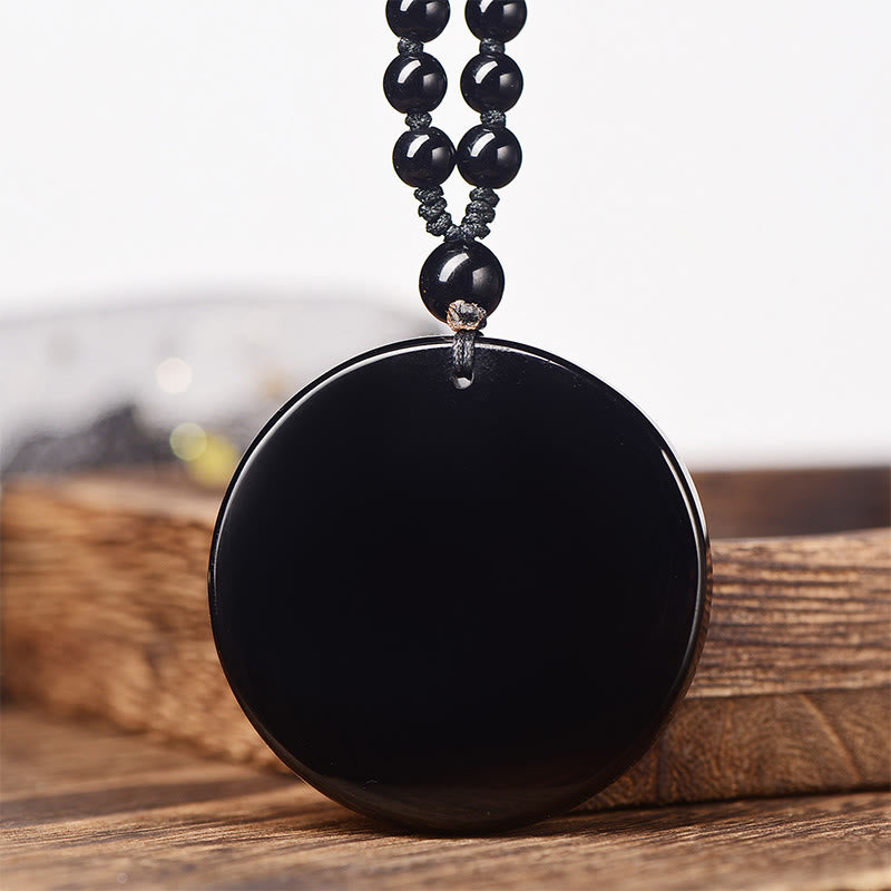 Wear FengShui Dragon Black Obsidian Transformation Fulfilment Necklace Pendant