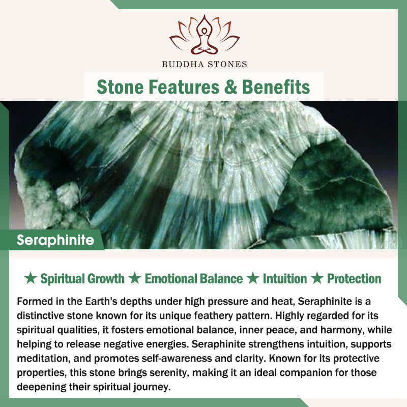 Wear FengShui Natural Seraphinite Round Emotional Balance Beaded Bracelet