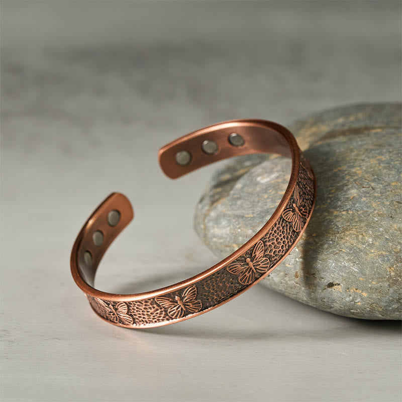 Wear FengShui Copper Open Butterfly Balance Self Care Adjustable Cuff Bracelet Bangle