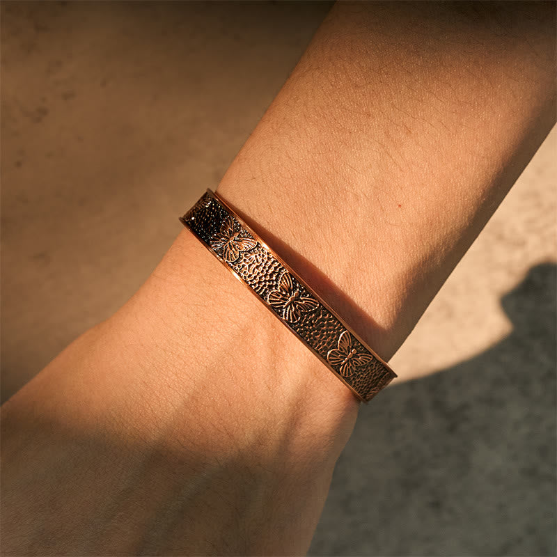 Wear FengShui Copper Open Butterfly Balance Self Care Adjustable Cuff Bracelet Bangle