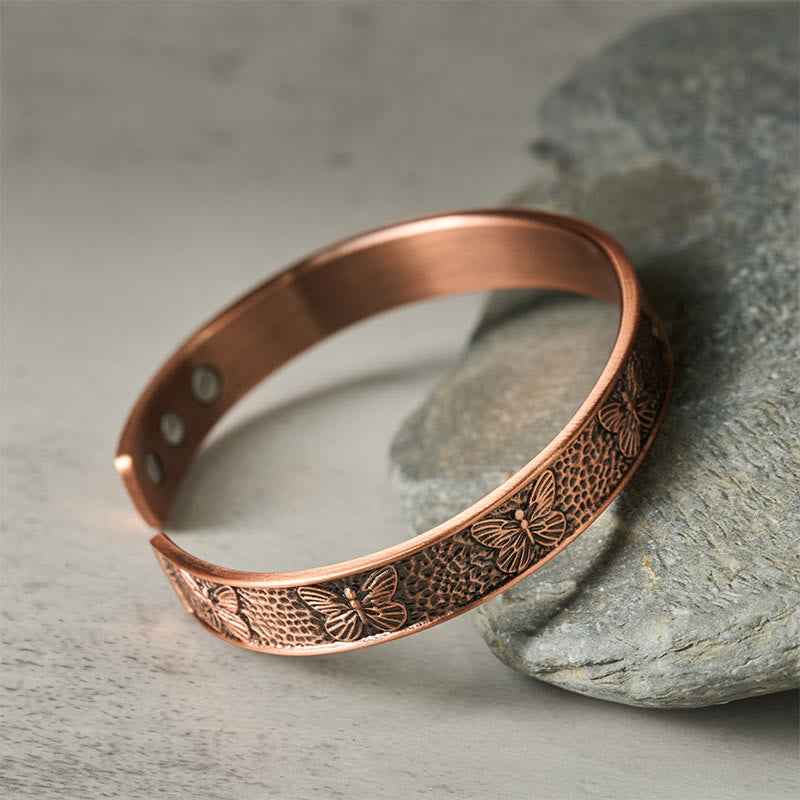 Wear FengShui Copper Open Butterfly Balance Self Care Adjustable Cuff Bracelet Bangle