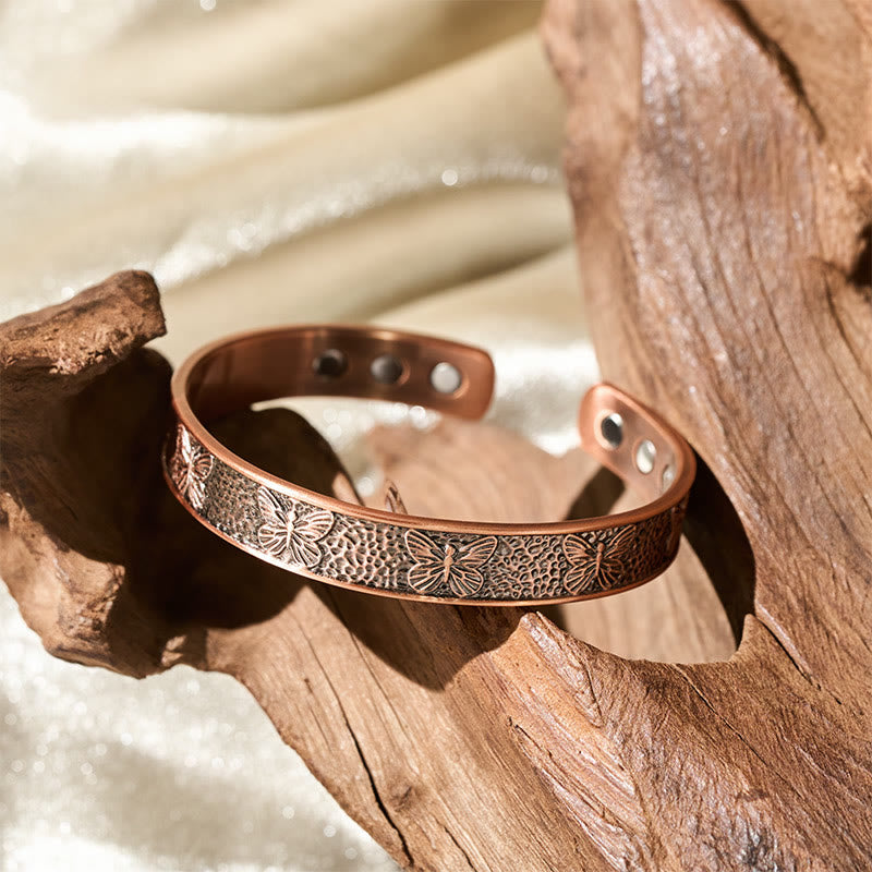 Wear FengShui Copper Open Butterfly Balance Self Care Adjustable Cuff Bracelet Bangle
