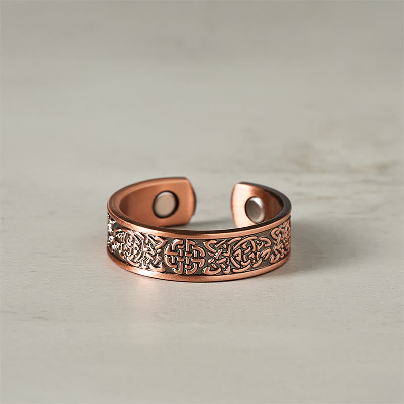 Wear FengShui Copper Abstract Line Pattern Open Luck Cuff Bracelet Bangle Ring