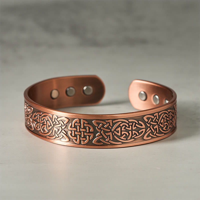 Wear FengShui Copper Abstract Line Pattern Open Luck Cuff Bracelet Bangle Ring
