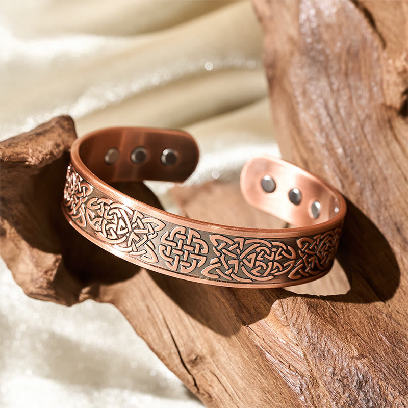 Wear FengShui Copper Abstract Line Pattern Open Luck Cuff Bracelet Bangle Ring