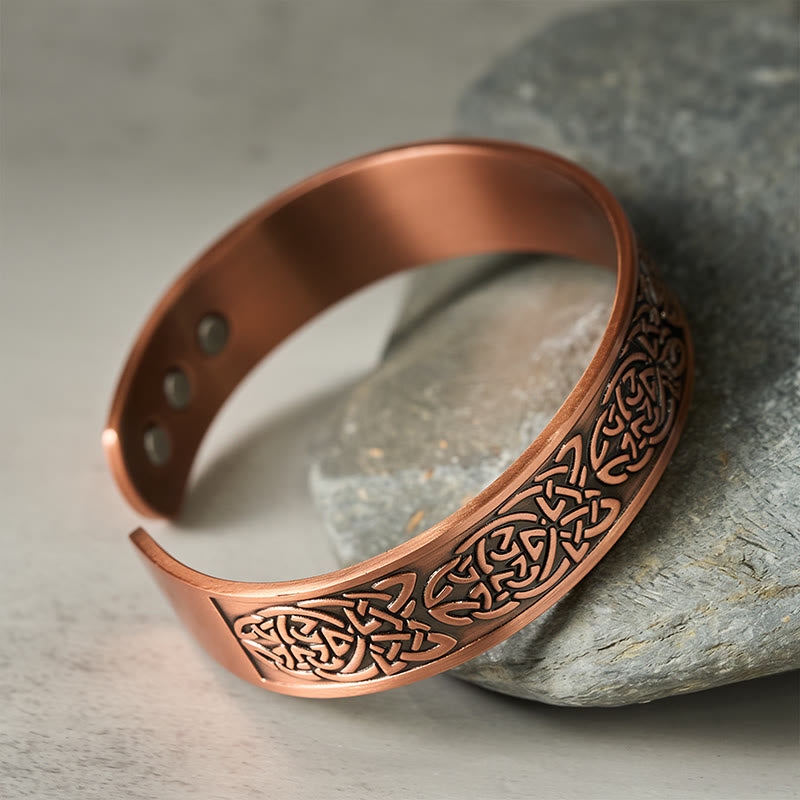 Wear FengShui Copper Abstract Line Pattern Open Luck Cuff Bracelet Bangle Ring