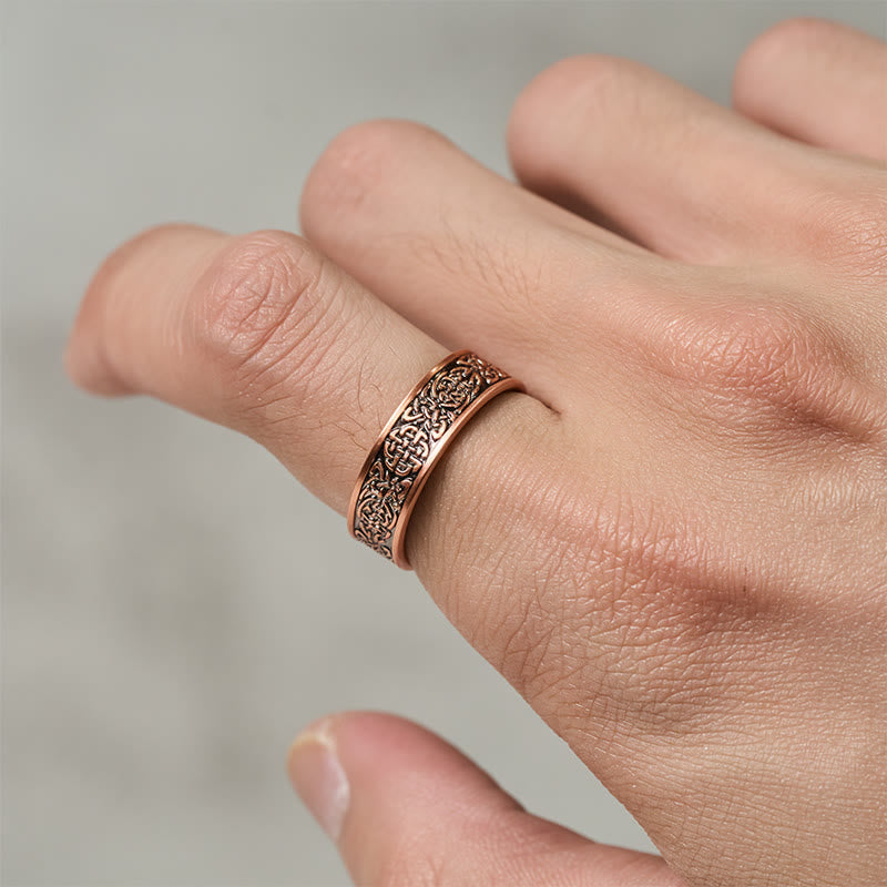 Wear FengShui Copper Abstract Line Pattern Open Luck Cuff Bracelet Bangle Ring