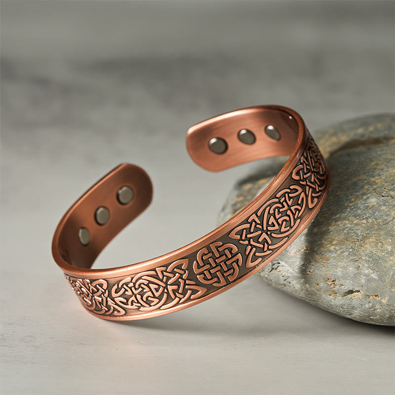 Wear FengShui Copper Abstract Line Pattern Open Luck Cuff Bracelet Bangle Ring