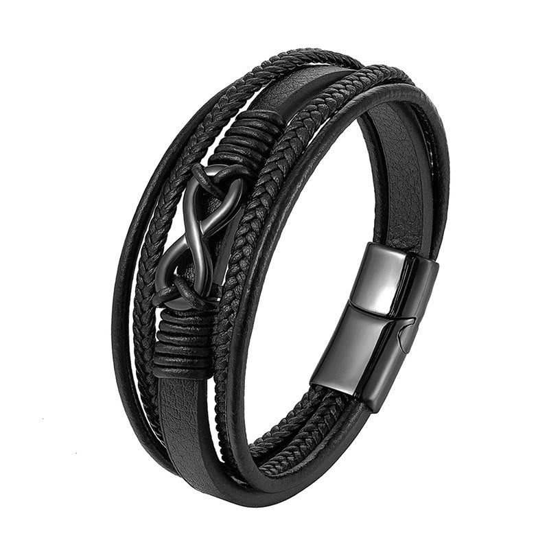 Wear FengShui Colorful Infinitely Titanium Steel Multilayered Leather Strengthen Bracelet