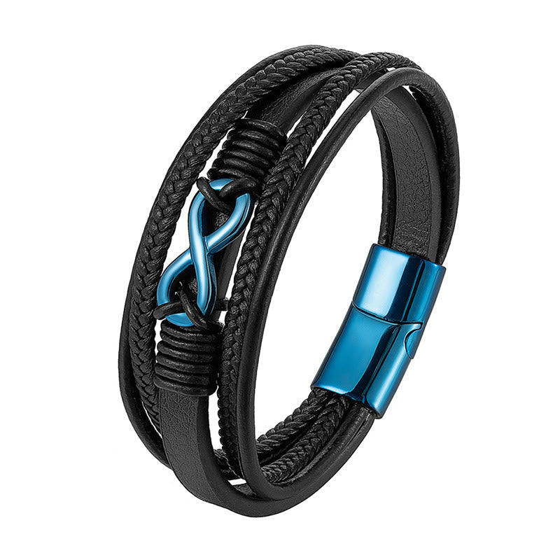 Wear FengShui Colorful Infinitely Titanium Steel Multilayered Leather Strengthen Bracelet