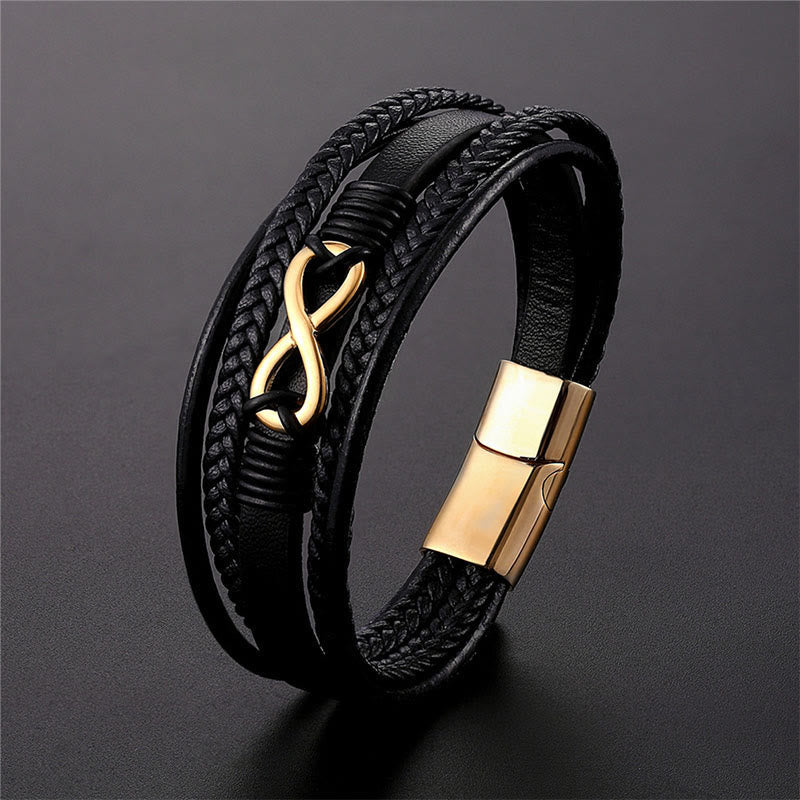 Wear FengShui Colorful Infinitely Titanium Steel Multilayered Leather Strengthen Bracelet