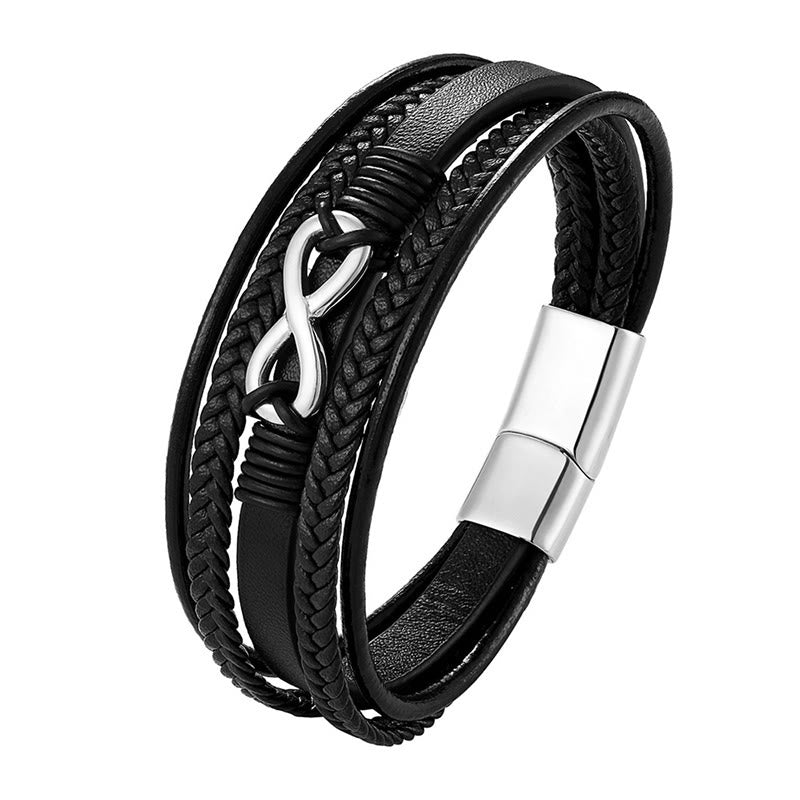 Wear FengShui Colorful Infinitely Titanium Steel Multilayered Leather Strengthen Bracelet