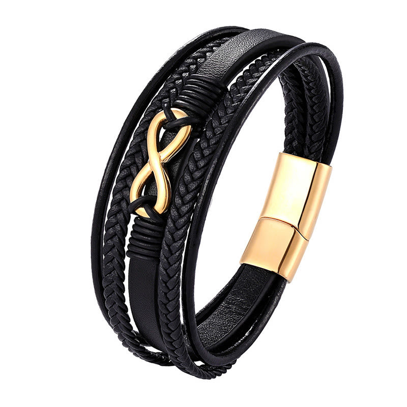 Wear FengShui Colorful Infinitely Titanium Steel Multilayered Leather Strengthen Bracelet