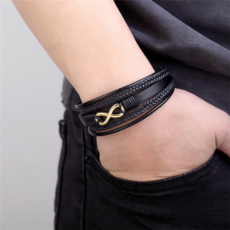 Wear FengShui Colorful Infinitely Titanium Steel Multilayered Leather Strengthen Bracelet