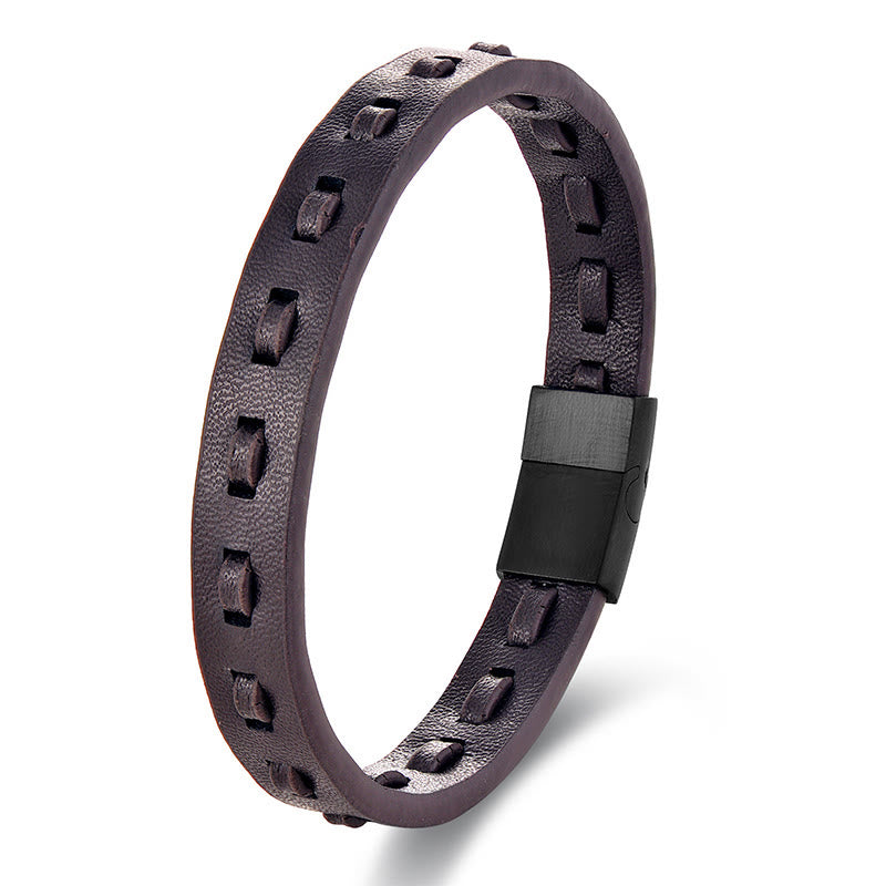 Wear FengShui Titanium Steel Buckle Multilayered Braided Leather Calm Bracelet