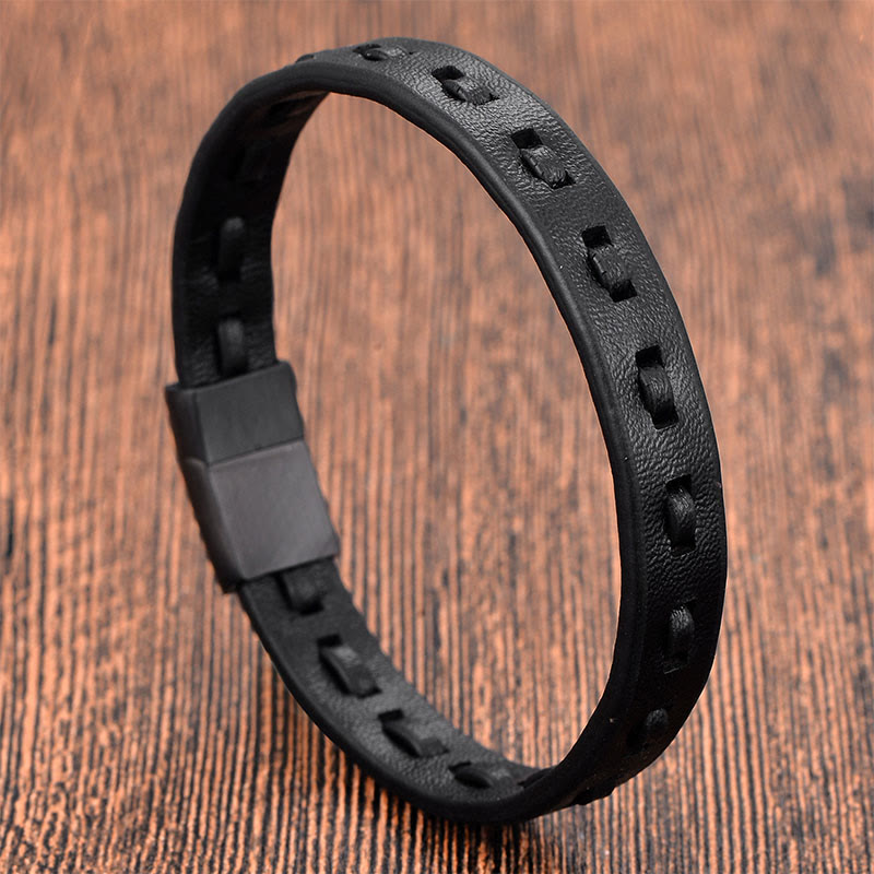 Wear FengShui Titanium Steel Buckle Multilayered Braided Leather Calm Bracelet