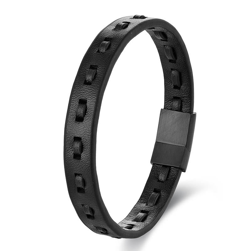 Wear FengShui Titanium Steel Buckle Multilayered Braided Leather Calm Bracelet