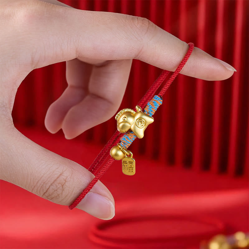 Wear FengShui Year Of The Horse Fu Character Handwoven String Luck Connection Bracelet