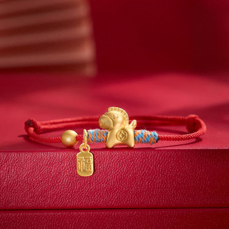 Wear FengShui Year Of The Horse Fu Character Handwoven String Luck Connection Bracelet