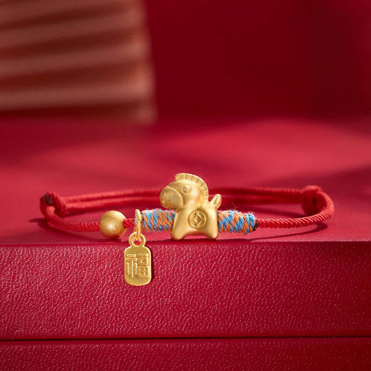 Wear FengShui Year Of The Horse Fu Character Handwoven String Luck Connection Bracelet
