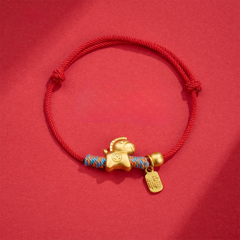 Wear FengShui Year Of The Horse Fu Character Handwoven String Luck Connection Bracelet