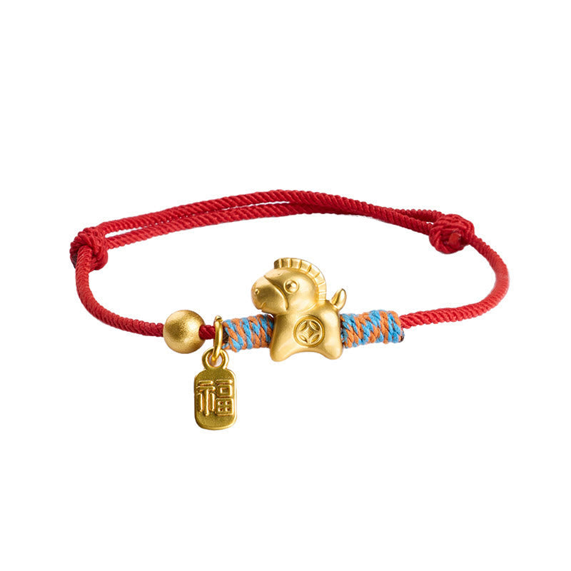 Wear FengShui Year Of The Horse Fu Character Handwoven String Luck Connection Bracelet